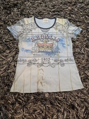 Skinny Minnie Light Blue Regal Crown Graphic Tee